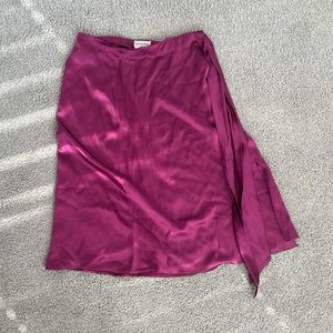Pink Silk Midi Skirt